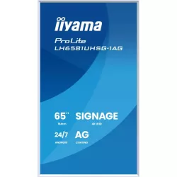 IIYAMA LFD 65" Blanc dalle VA 24/7 3840x2160 2xHDMI 2xUSB USB-C HPs 500cd/m² Paysage/port 6.5ms MediaPlayer Support mural…