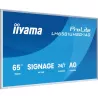 IIYAMA LFD 65" Blanc dalle VA 24/7 3840x2160 2xHDMI 2xUSB USB-C HPs 500cd/m² Paysage/port 6.5ms MediaPlayer Support mural…