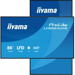 IIYAMA LFD 86" dalle IPS 24/7 3840x2160 16:9 60Hz 2xHDMI 2xUSB USB-C 1xMini jack HPs 2x16W 450cd/m² Paysage/port 8ms Media…