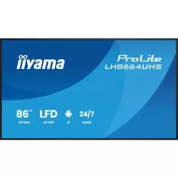 IIYAMA LFD 86" dalle IPS 24/7 3840x2160 16:9 60Hz 2xHDMI 2xUSB USB-C 1xMini jack HPs 2x16W 450cd/m² Paysage/port 8ms Media…