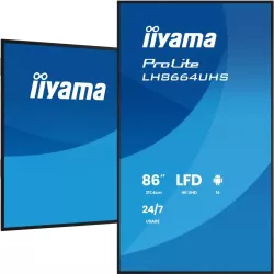 IIYAMA LFD 86" dalle IPS 24/7 3840x2160 16:9 60Hz 2xHDMI 2xUSB USB-C 1xMini jack HPs 2x16W 450cd/m² Paysage/port 8ms Media…