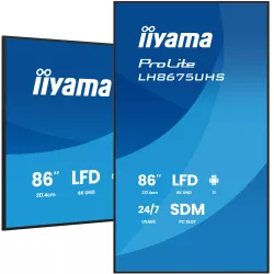 IIYAMA LFD 86" dalle IPS 24/7 3840x2160 16:9 60Hz 3xHDMI DisplayPort 2xUSB2.0 500cd/m² Haut-parleurs 2x10W Paysage/port 8ms…