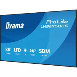 IIYAMA LFD 86" dalle IPS 24/7 3840x2160 16:9 60Hz 3xHDMI DisplayPort 2xUSB2.0 500cd/m² Haut-parleurs 2x10W Paysage/port 8ms…