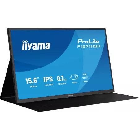 ECRAN portable IIYAMA 16" IPS 16:9 1920x1080 8ms 250 cd/m² 1000:1 Haut-parleurs mini HDMI 2xUSB-C 15W) housse en cuir…