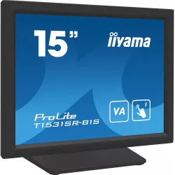 Ecran IIYAMA 15 Tactile Resistiv 1024x768 dalle VA Haut-parleurs VGA HDMI DP USB 350cd/m² 2500:1 18ms T1531SR-B1S
