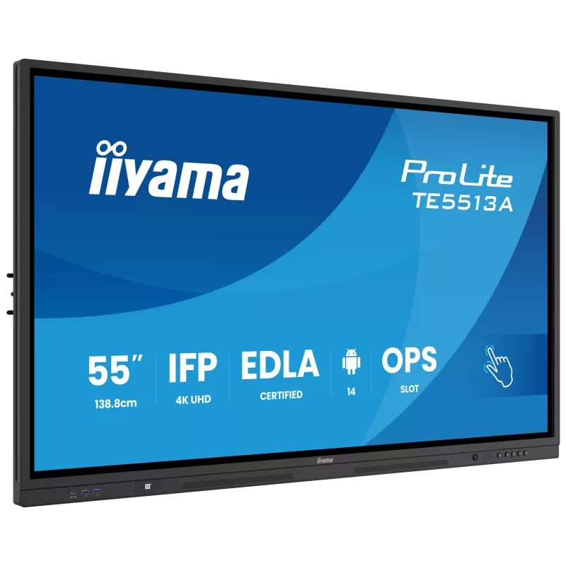 IIYAMA LFD 55 dalle IPS anti-reflet 40 pts 16:9 3840x2160 500cd/m² 8ms Tactile interact HPs DP 2xHDMI 2xUSB-C 6xUSB OPS Slot…