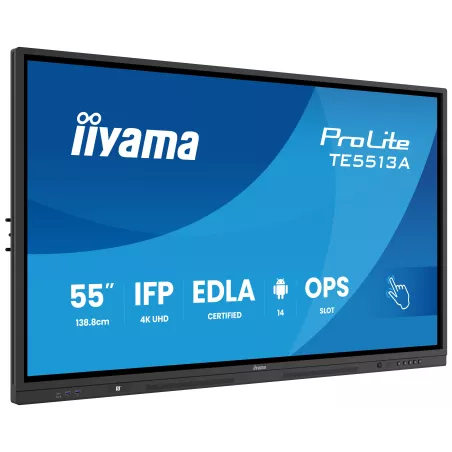 IIYAMA LFD 55 dalle IPS anti-reflet 40 pts 16:9 3840x2160 500cd/m² 8ms Tactile interact HPs DP 2xHDMI 2xUSB-C 6xUSB OPS Slot…