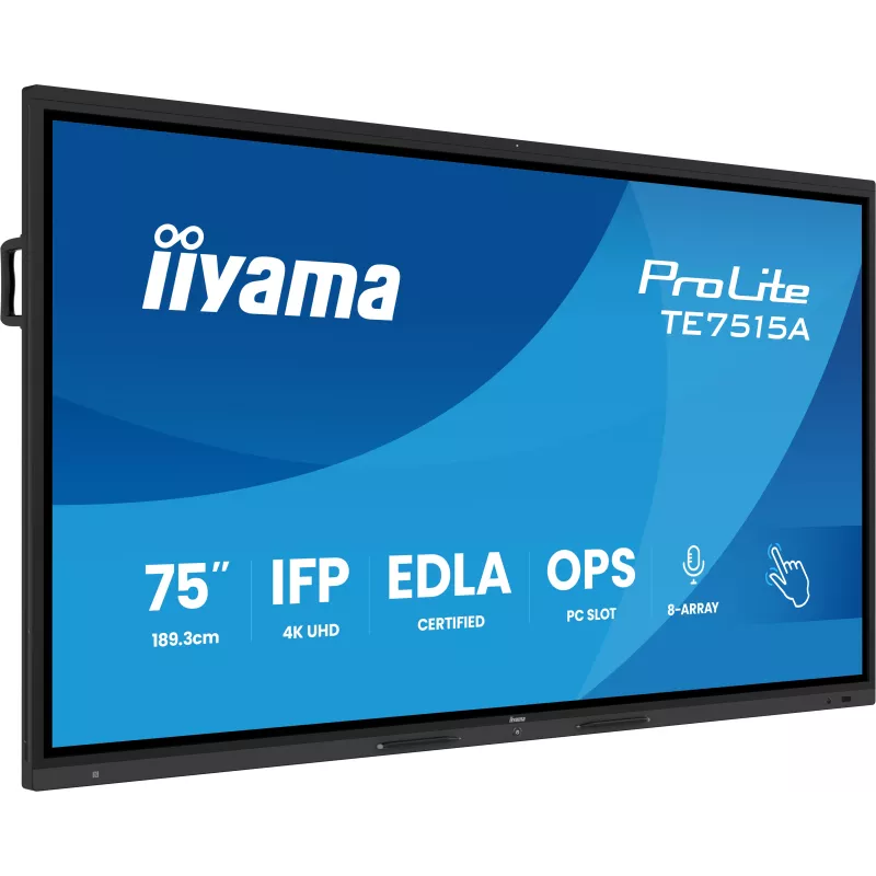 IIYAMA LFD 75 dalle IPS anti-reflet 40 pts 3840x2160 550cd/m² 8ms Tactile interactif HPs DisplayPort 2xHDMI USB-C 5xUSB OPS…
