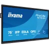 IIYAMA LFD 75 dalle IPS anti-reflet 40 pts 3840x2160 550cd/m² 8ms Tactile interactif HPs DisplayPort 2xHDMI USB-C 5xUSB OPS…