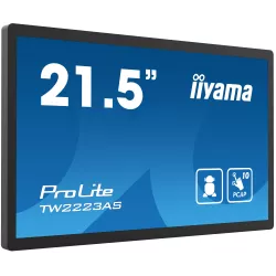 Ecran 21.5 Interactif Noir Tactile PCAP 10pts VA 24/7 1920x1080 16:9 400 cd/m² 18ms HDMI 5xUSB VESA 100x100 Microphone Hp…