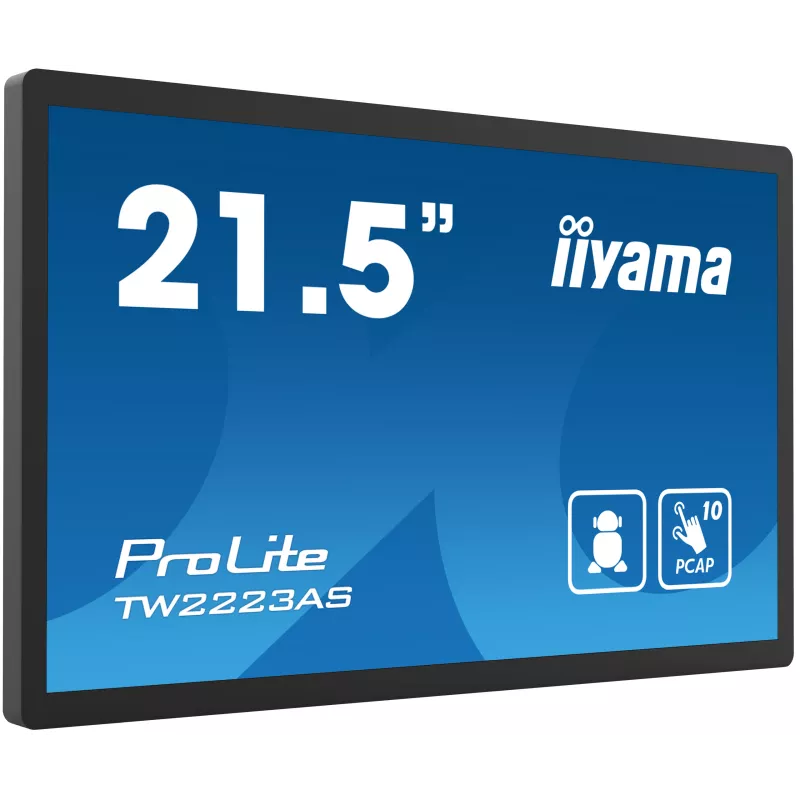 Ecran 21.5 Interactif Noir Tactile PCAP 10pts VA 24/7 1920x1080 16:9 400 cd/m² 18ms HDMI 5xUSB VESA 100x100 Microphone Hp…