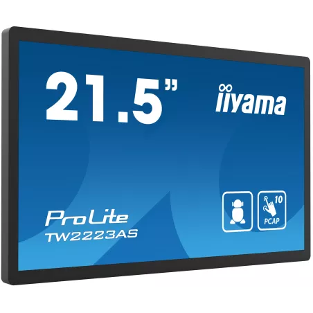 Ecran 21.5 Interactif Noir Tactile PCAP 10pts VA 24/7 1920x1080 16:9 400 cd/m² 18ms HDMI 5xUSB VESA 100x100 Microphone Hp…