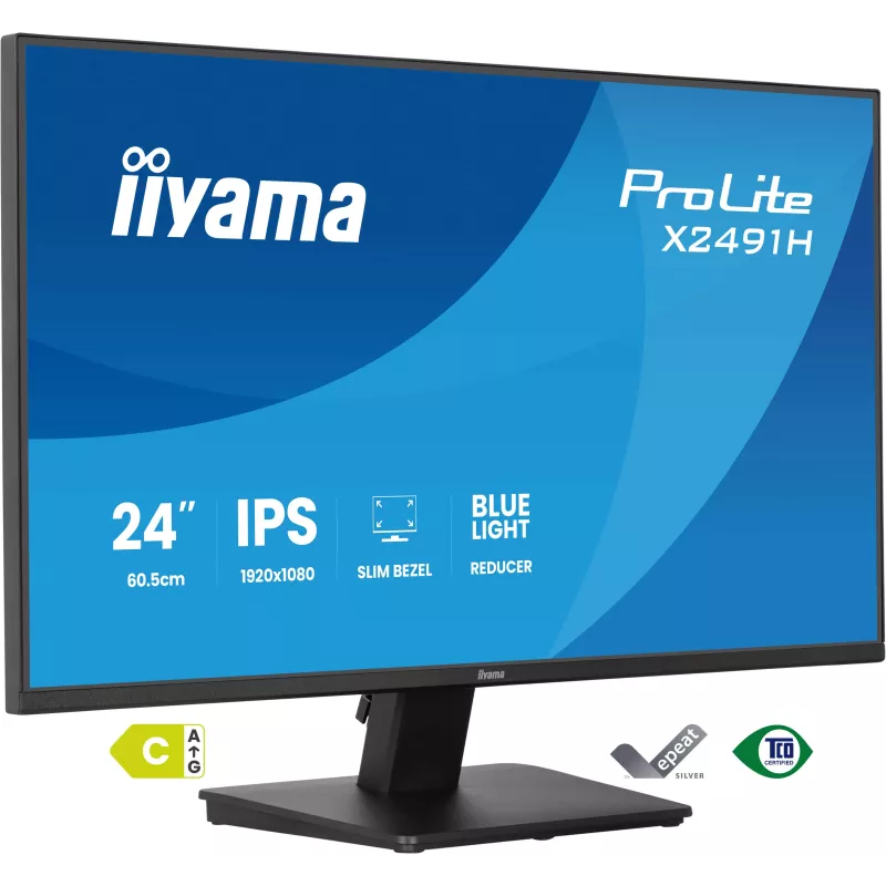 Ecran IIYAMA 24'' Noir dalle IPS Ultra mince 16:9 1920x1080 1ms 120Hz 350cd/m² 1500:1 Haut-parleurs DisplayPort HDMI Réduction…