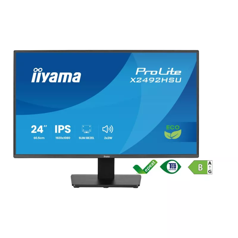 Ecran IIYAMA 24'' Noir dalle IPS LED Ultra mince 16:9 1920x1080 3ms 300 cd/m² 120Hz HDMI Displayport 2xUSB (3.2) Haut parleurs…