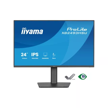 Ecran IIYAMA 23,8" Noir IPS Ultra Mince 16:9 1ms 1920x1080 350cd/m² 120Hz HDMI DisplayPort 2xUSB HUB HPs TCO X2493HSU-B1