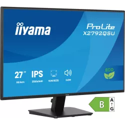 Ecran IIYAMA 27'' Noir dalle IPS LED Ultra mince 16:9 2560x1440 3ms 350 cd/m² 120Hz HDMI Displayport 2xUSB (3.2) Haut parleurs…