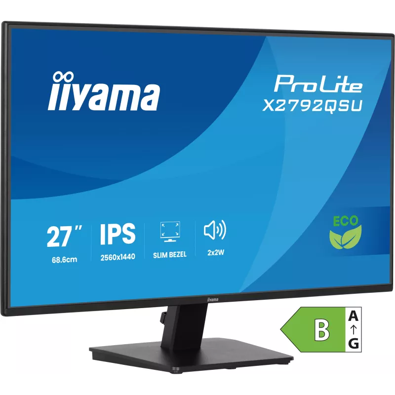 Ecran IIYAMA 27'' Noir dalle IPS LED Ultra mince 16:9 2560x1440 3ms 350 cd/m² 120Hz HDMI Displayport 2xUSB (3.2) Haut parleurs…