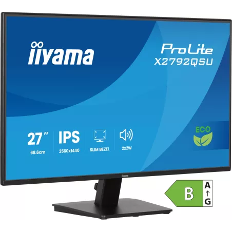 Ecran IIYAMA 27'' Noir dalle IPS LED Ultra mince 16:9 2560x1440 3ms 350 cd/m² 120Hz HDMI Displayport 2xUSB (3.2) Haut parleurs…