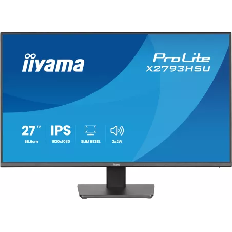 Ecran IIYAMA 27'' Dalle IPS Ultra mince 1920x1080 16:9 1ms 120Hz 350cd/m2 HDMI DisplayPort USB HUB (2x2.0) HPs TCO X2793HSU-B1