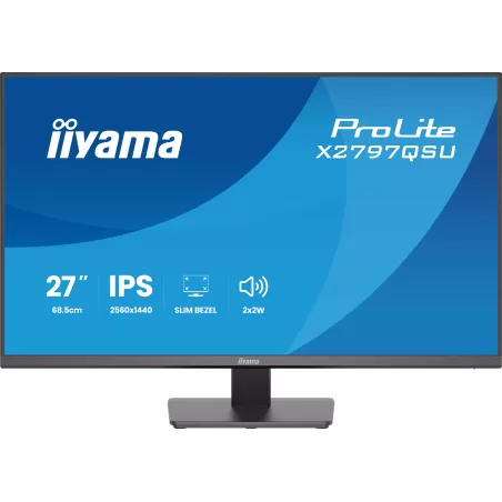 Ecran IIYAMA 27" Noir Ultra mince dalle IPS 16:9 2560x1440 75Hz 350 cd/m² 1ms 1000:1 DP 2xHDMI 4xUSB (2x 3.2+2xC) HPs TCO…