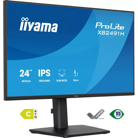 Ecran IIYAMA 24'' Noir dalle IPS Ultra mince 16:9 1920x1080 1ms 120Hz 350cd/m² 1500:1 HPs DP HDMI Reduc fatigue oculaire 15cm…