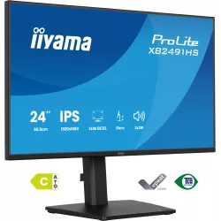 Ecran IIYAMA 24'' Noir IPS Ultra mince 16:9 1920x1080 1ms 120Hz 350cd/m² 1500:1 HPs DP HDMI Reduc fatigue oculaire 15cm pied…