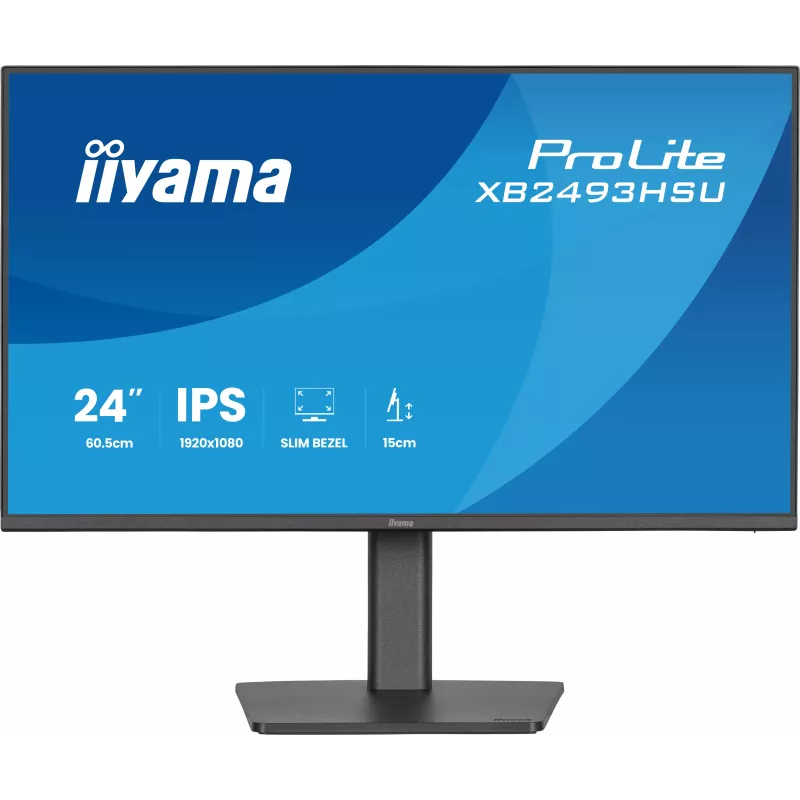 Ecran IIYAMA 23,8" Noir IPS Ultra Mince 16:9 1ms 1920x1080 350cd/m² 120Hz HDMI DisplayPort 2xUSB HUB HPs TCO 15cm pied…