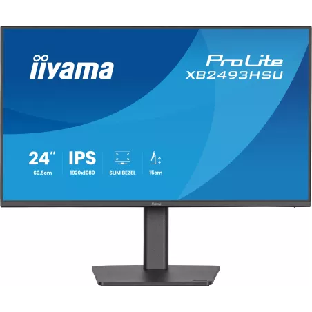 Ecran IIYAMA 23,8" Noir IPS Ultra Mince 16:9 1ms 1920x1080 350cd/m² 120Hz HDMI DisplayPort 2xUSB HUB HPs TCO 15cm pied…