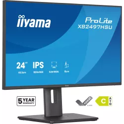 Ecran IIYAMA 24'' Ultra mince Noir IPS 1920x1080 16:9 120Hz 4ms 350cd/m² HDMI DP USB-HUB (2x 3.2 + 2xC) HPs 2 x 2W 15cm pied…