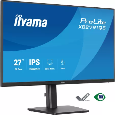 Ecran IIYAMA 27'' Noir dalle IPS Ultra mince 16:9 2560x1440 1ms 75Hz 350cd/m² 1000:1 HDMI DP HPs 2x2W VESA 100x100 15cm pied…