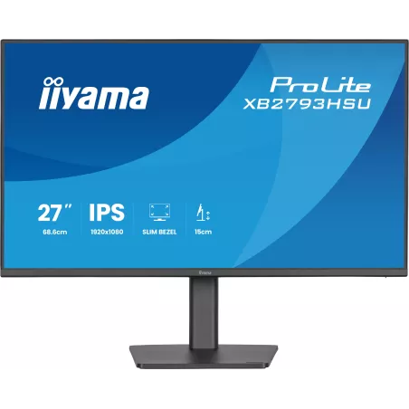 Ecran IIYAMA 27'' Dalle IPS Ultra mince 1920x1080 16:9 120Hz 1ms 350 cd/m² HPs HDMI DisplayPort USB HUB (2x2.0) HPs 15cm pied…