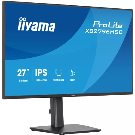 Ecran IIYAMA 27 Ultra mince IPS 1920x1080 144Hz 3ms 16:9 3ms 300cd/m² HDMI USB-C 2xUSB Haut-parleurs 15cm pied réglable en…