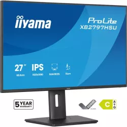 Ecran IIYAMA 27" Noir Ultra mince dalle IPS 16:9 1920x1080 120Hz 350 cd/m² 4ms DP HDMI HPs 4xUSB HUB (2x3.2 2xType C) HPs 15cm…
