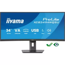 Ecran IIYAMA 34 Noir VA 21:9 incurvé 1500R 3440x1440 UWQHD 0.4ms 120Hz 350 cd/m² HPs 2xHDMI DP 4xUSB (2x3.2 2xType C) 15cm…