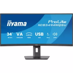 Ecran IIYAMA 34 Noir VA 21:9 incurvé 1500R 3440x1440 UWQHD 0.4ms 120Hz 350 cd/m² HPs 2xHDMI DP 4xUSB (2x3.2 2xType C) 15cm…