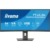 Ecran IIYAMA 34 Noir VA 21:9 incurvé 1500R 3440x1440 UWQHD 0.4ms 120Hz 350 cd/m² HPs 2xHDMI DP 4xUSB (2x3.2 2xType C) 15cm…