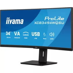 Ecran IIYAMA 34 Noir VA 21:9 incurvé 1500R 3440x1440 UWQHD 0.4ms 120Hz 350 cd/m² HPs 2xHDMI DP 4xUSB (2x3.2 2xType C) 15cm…