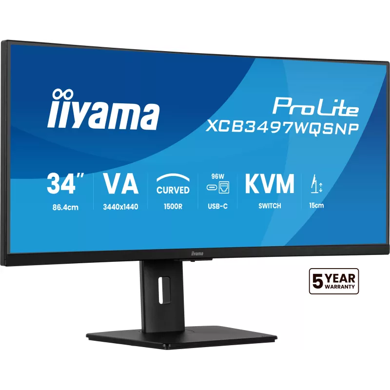 Ecran IIYAMA 34 VA 21:9 incurvé 1500R 3440x1440 0.4ms 120Hz 350 cd/m² HPs 2xHDMI DP 1xUSB-C 4xUSB(2x3.2 2xType C) 1 dock USB-C…