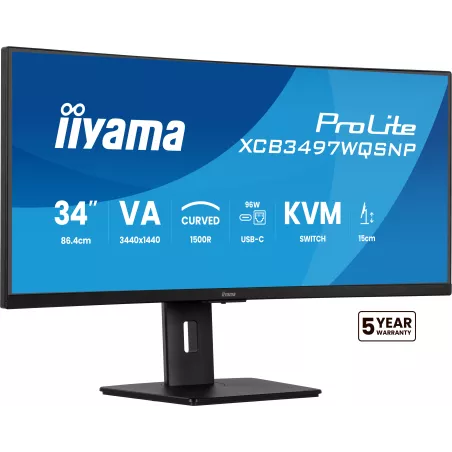 Ecran IIYAMA 34 VA 21:9 incurvé 1500R 3440x1440 0.4ms 120Hz 350 cd/m² HPs 2xHDMI DP 1xUSB-C 4xUSB(2x3.2 2xType C) 1 dock USB-C…