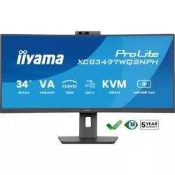 Ecran IIYAMA 34 Noir VA incurvé 1500R avec Webcam 5MP 21:9 3440x1440 120Hz 350 d/m2 0.4ms DP 2xHDMI HPs USB C 4xUSB-HUB USB-C…