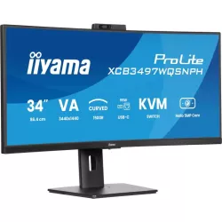 Ecran IIYAMA 34 Noir VA incurvé 1500R avec Webcam 5MP 21:9 3440x1440 120Hz 350 d/m2 0.4ms DP 2xHDMI HPs USB C 4xUSB-HUB USB-C…