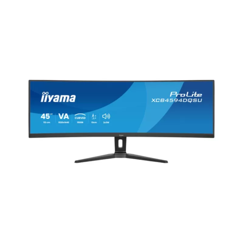 Ecran IIYAMA 45" Noir VA 32:9 incurvé 1500R 5120x1440 UWQHD 2ms 75Hz 450 cd/m² HPs 2xDP 2xHDMI USB-C 4xUSB HUB 13cm pied…