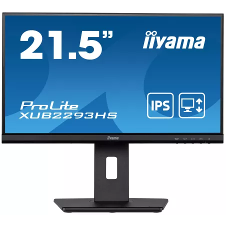 Ecran IIYAMA 21.5 Noir IPS 16:9 1ms ULTRA MINCE 1920x1080 250 cd/m² 3ms VGA HDMI Displayport HPs 2x1W Pied réglable en hauteur…