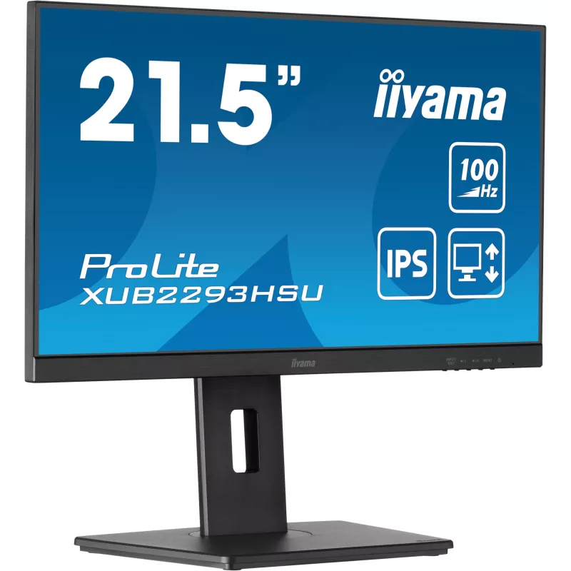 Ecran IIYAMA 21.5 Noir IPS 16:9 1ms Ultra Mince 1920x1080 100Hz 300 cd/m² HDMI DP 2xHPs 2xUSB HUB 2.0 15cm pied réglable en…