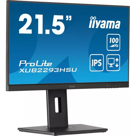Ecran IIYAMA 21.5 Noir IPS 16:9 1ms Ultra Mince 1920x1080 100Hz 300 cd/m² HDMI DP 2xHPs 2xUSB HUB 2.0 15cm pied réglable en…
