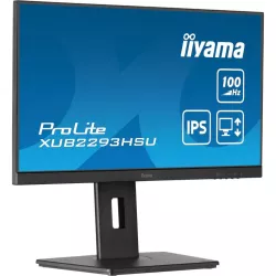 Ecran IIYAMA 21.5 Noir IPS 16:9 1ms Ultra Mince 1920x1080 100Hz 300 cd/m² HDMI DP 2xHPs 2xUSB HUB 2.0 15cm pied réglable en…