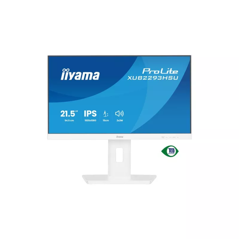 Ecran IIYAMA 21.5" Blanc IPS 16:9 1ms Ultra Mince 1920x1080 100Hz 300 cd/m² HDMI DP HPs 2xUSB HUB 2.0 15cm pied réglable en…