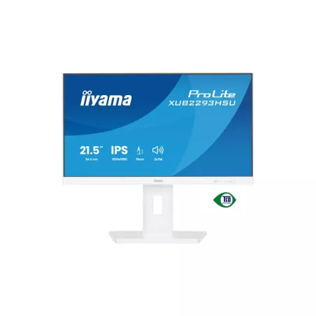 Ecran IIYAMA 21.5" Blanc IPS 16:9 1ms Ultra Mince 1920x1080 100Hz 300 cd/m² HDMI DP HPs 2xUSB HUB 2.0 15cm pied réglable en…