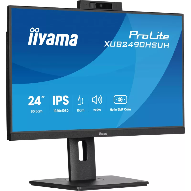ECRAN 23.8 IIYAMA dalle IPS avec Webcam et microphone 4ms 1920x1080 250 cd/m2 100Hz HDMI DisplayPort USB-HUB(3x3.2) Haut…