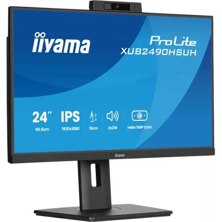 ECRAN 23.8 IIYAMA dalle IPS avec Webcam et microphone 4ms 1920x1080 250 cd/m2 100Hz HDMI DisplayPort USB-HUB(3x3.2) Haut…